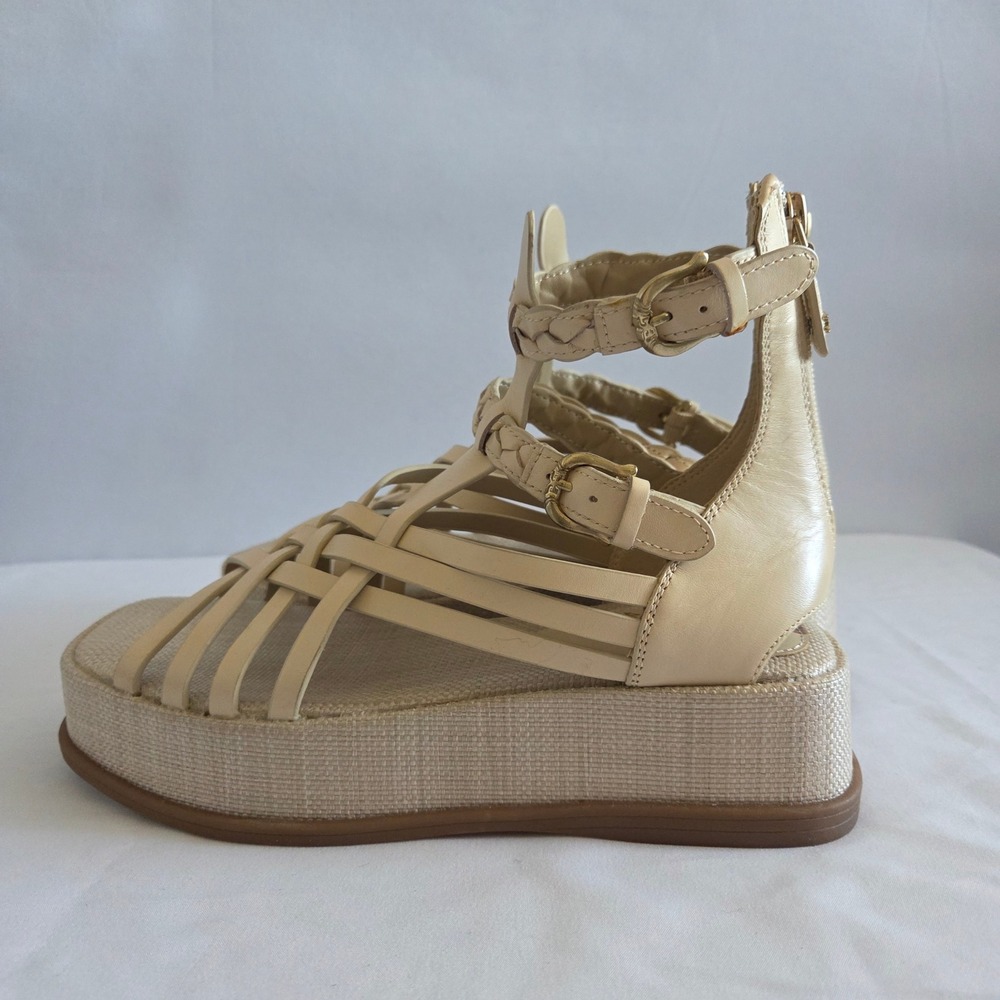 Sam Edelman Women Cream Leather Caged Platform Gladiator Sandals Size 7 NIKKI - Picture 4 of 11